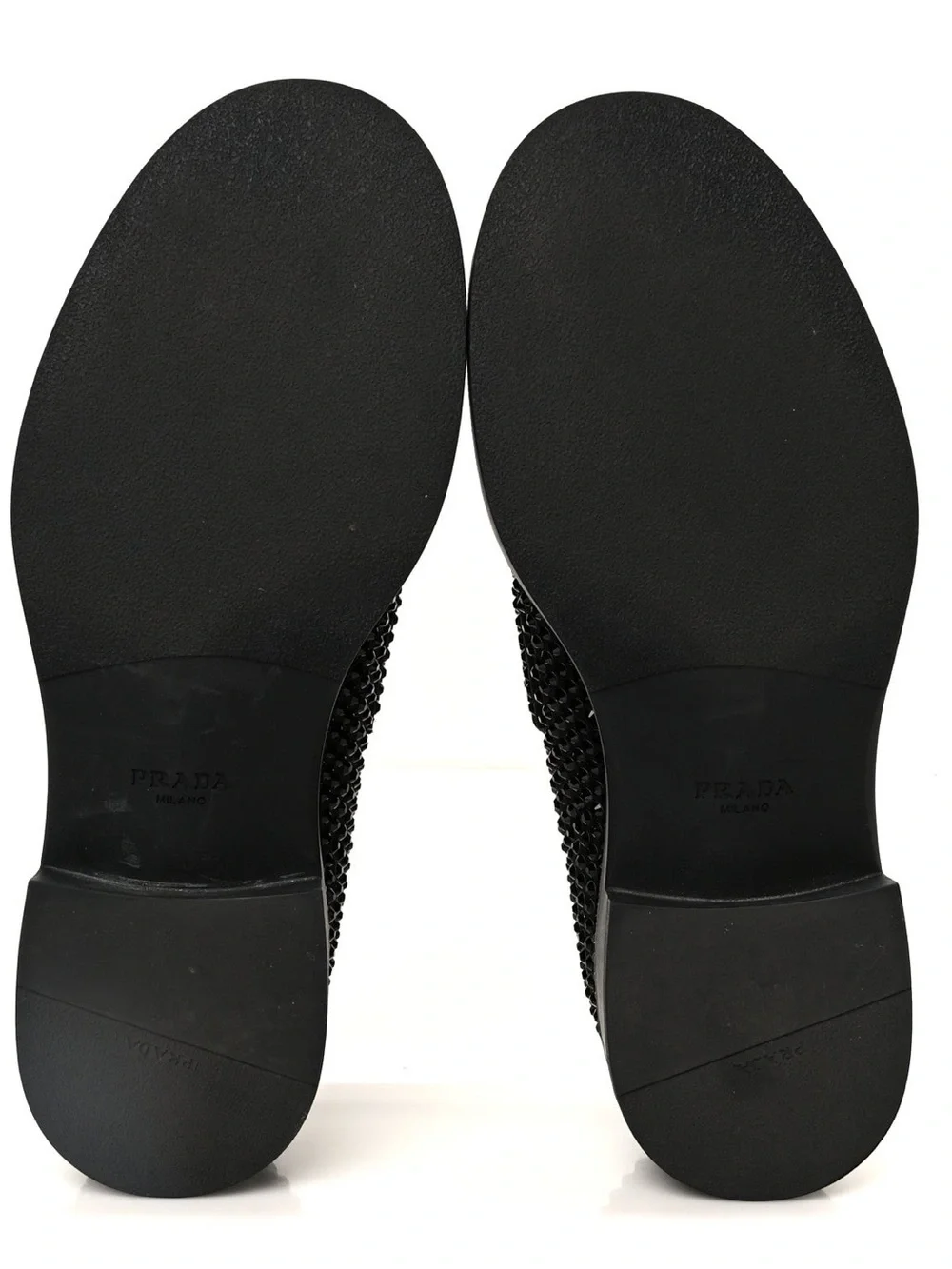 Prada Crystal Satin Black Studded Loafers Men’s US 10.5